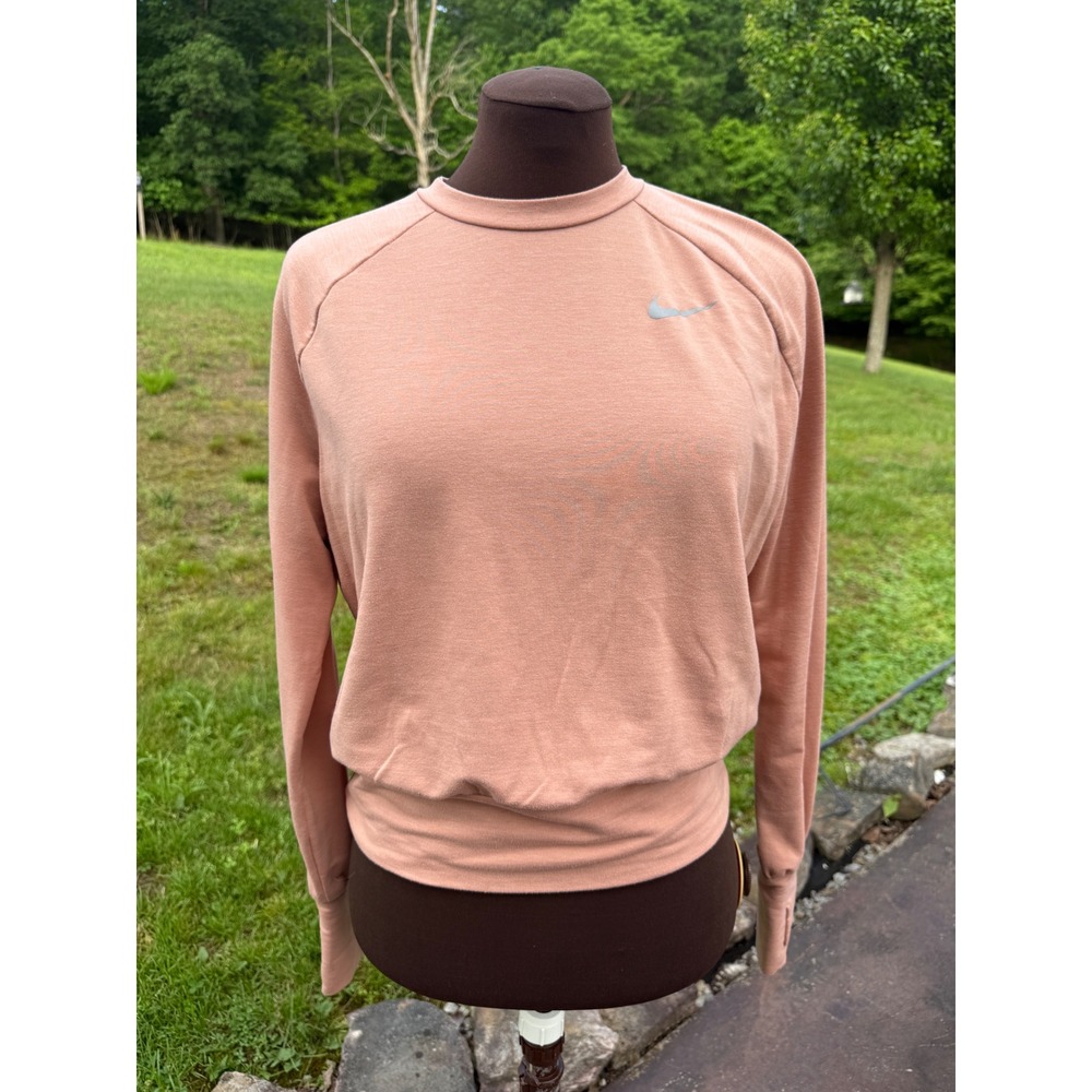 Nike Running Dri-FIT Long Sleeve Top Mauve Pink Thumbhole M Raglan Sweatshirt